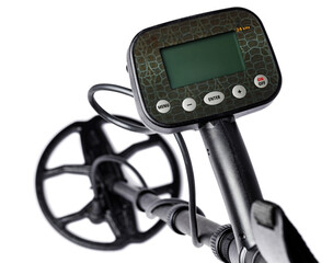 Black metal detector isolated on white background