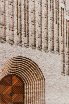 Brick facade of Grundtvigs Church, Copenhagen, Denmark
