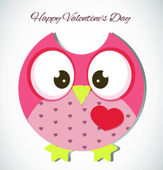 Vector Valentine's day children's card with cute owl
