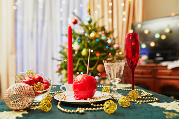 Beautiful table setting for Christmas party or New Year celebration