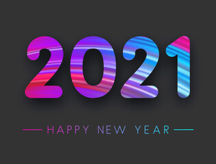 2021 sign colored with multicolored gradient brush strokes.