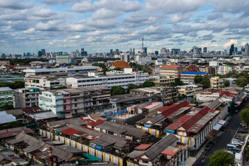 top view from the high building in the middle of bangkok city,thailand 