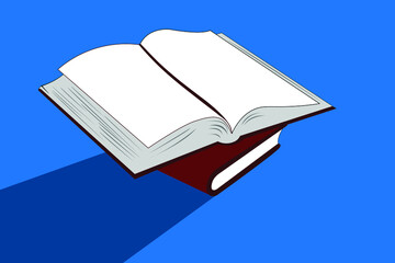 An open book over a closed book with long shadows vector illustration