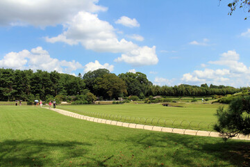 Beautiful green landscape of Okayama Korakuen Garden