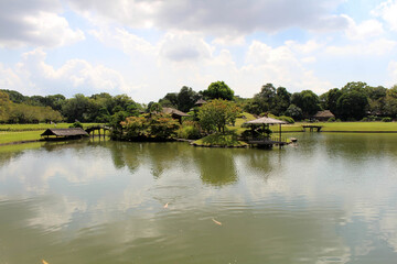 Fototapeta na wymiar Lake or pond inside Okayama Korakuen Garden