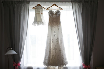 wedding dress and little princess dress