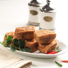 Bakso Tahu is Typically Traditional Food from Ungaran, Central Java, Indonesia. This Food Made from White Tofu Filled with Meatballs and Deep Fried