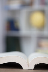 An open book on the desk