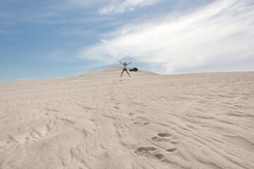 Fototapeta na wymiar The white dune of Lancelin, so white that you can reflect on them. 