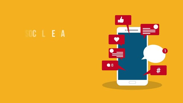 Viral content, social activity and smm - likes, shares and comments popping up on the mobile screen. HD animation