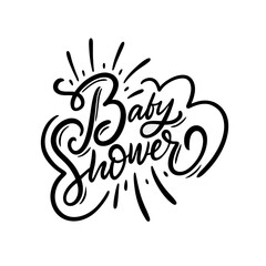 Baby Shower. Black color lettering phrase. Modern calligraphy. Vector illustration.