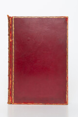 old red leather book isolated on white