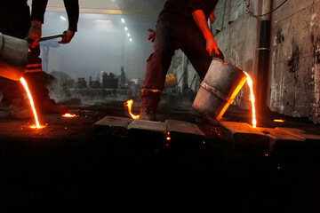 Liquid Molten Steel Industry.  Casting, melting, molding and foundry.