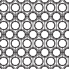 Abstract black geometric of circle and octagon pattern on white background.