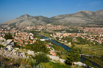 Fototapeta na wymiar panoramic view of the city of Trebinje from the viewpoint next to the Orthodox Church, Bosnia and Herzegovina.