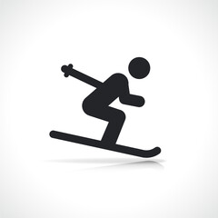 Vector skier on ski icon