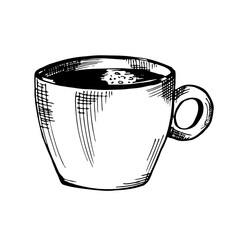 single vector illustration of a Cup of coffee.hand-drawn illustration for the design of postcards, menus, websites