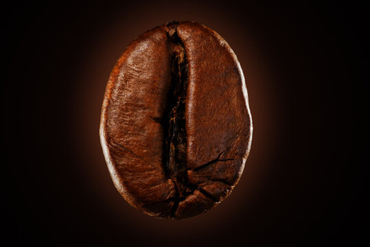 Coffee bean on a black background isolated. Roasted coffee concept