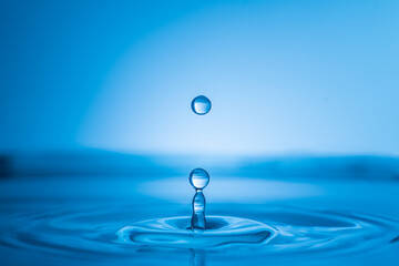 Fototapeta na wymiar Clear and calm light blue water drop blue background
