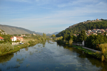Fototapeta na wymiar view of Trebinje town on the banks of river Trebisnjica, Bosnia and Herzegovina
