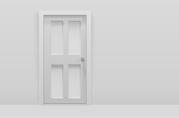 Realistic illustration of door and empty wall