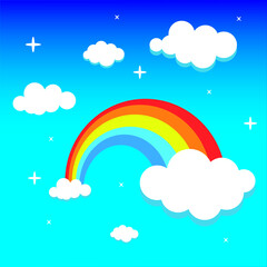 Rainbow Over Cloud Illustration 