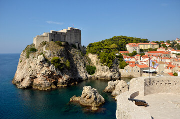 Lovrijenac fortress in Dubrovnik, Croatia, seen from the city walls in the sunny day