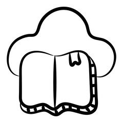 
A doodle design of cloud book icon, educational technology concept 
