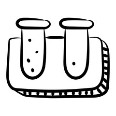 
Laboratory experiment tools icon in doodle vector, test tubes 
