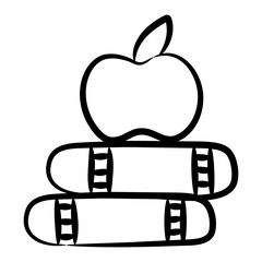 
Books with apple showing healthy knowledge icon
