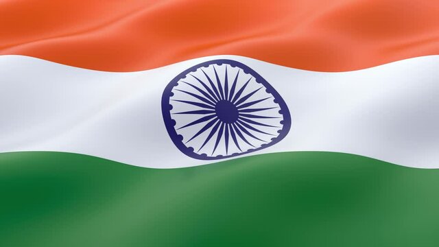 National flag of India. 3D animation loop. 4K UHD