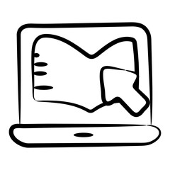 
A doodle vector design of online learning icon
