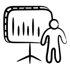 
A trendy vector design of presentation icon in doodle design 

