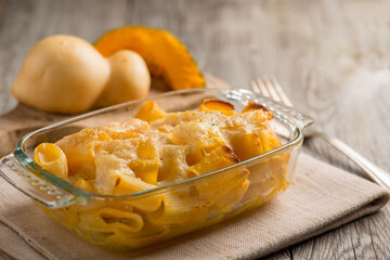 owen pasta with scamorza cheese and pumpkin