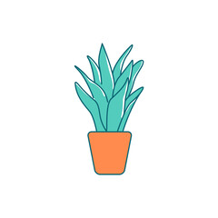 Houseplant flat color vector object. Indoor plant in holder. Urban exotic greenery for apartment. Potted office greenery isolated cartoon illustration for web graphic design and animation