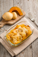 owen pasta with scamorza cheese and pumpkin