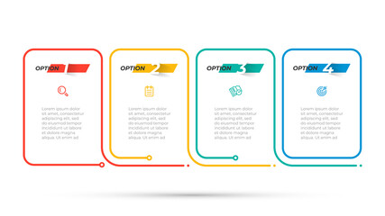 Thin line infographic design with icon and number. Business concept with 4 options or steps. Vector template.