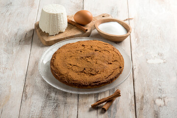 ricotta cake with cocoa and cinnamon