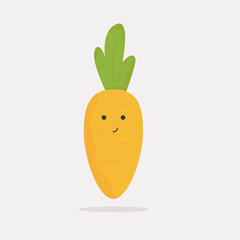 cute smiling carrot. flat vector illustration