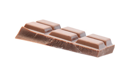 Piece of delicious milk chocolate isolated on white