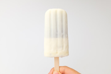 Milk ice cream on white background
