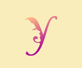 Fototapeta premium Beauty Letter Y Logo Icon. Beautiful woman's face shape on Letter. Abstract design concept for beauty salon, massage, magazine, cosmetic and spa.