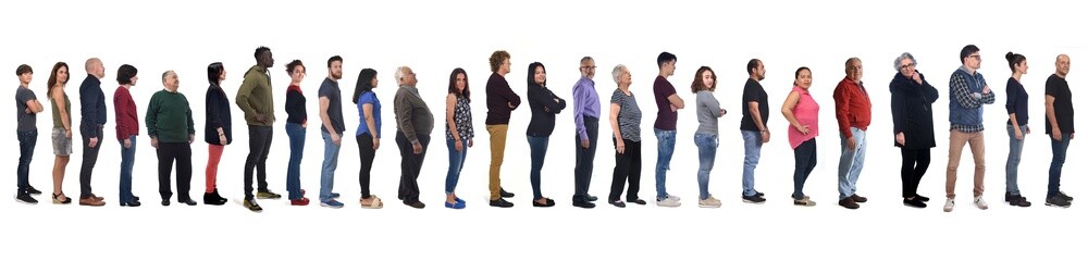 Obraz premium large group of mixed people on white background