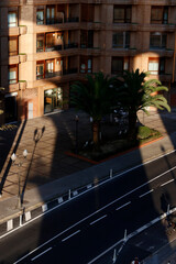 Aerial view of a street of Bilbao in the evening