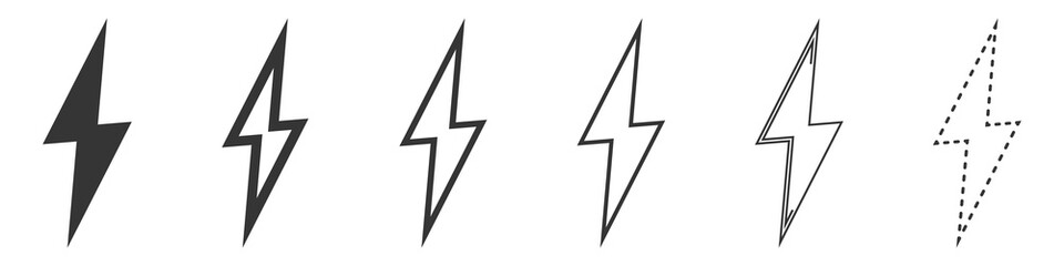 Lightning linear icons. Lightning vector icons