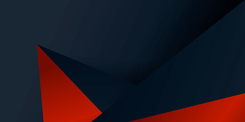Abstract template black geometric polygon on red laser light neon futuristic technology design concept background with space for text. 