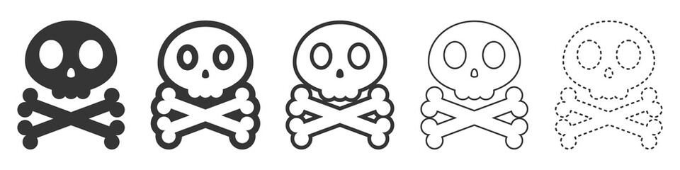 Skull and crossbone vector icon. Black Skull icon.