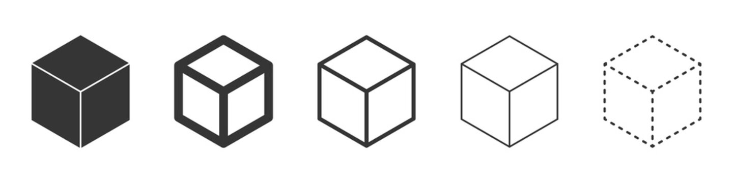 Cube vector icons. Black Cube icons.