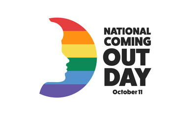 National Coming Out Day. October 11. Holiday concept. Template for background, banner, card, poster with text inscription. Vector EPS10 illustration.