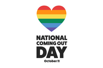 National Coming Out Day. October 11. Holiday concept. Template for background, banner, card, poster with text inscription. Vector EPS10 illustration.